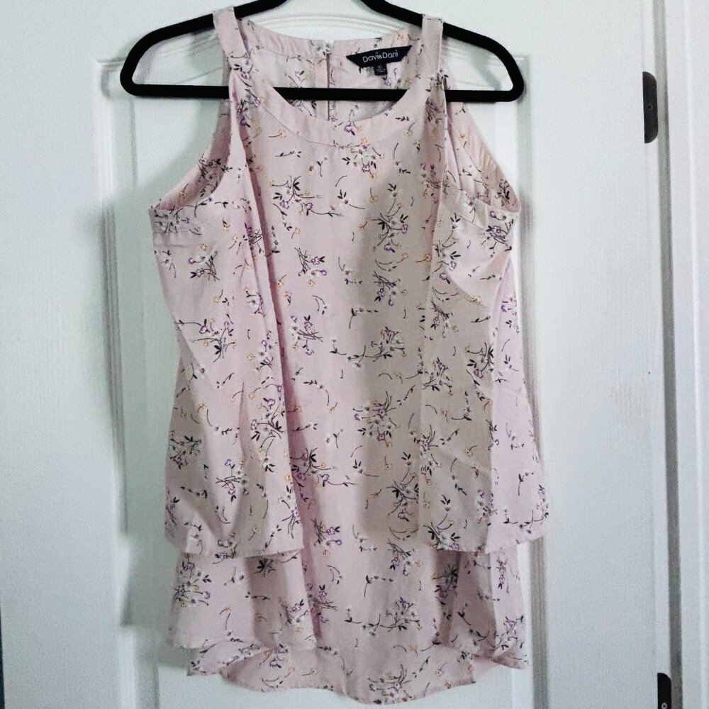 DAVI & DANI Floral Cold Shoulder Sleeveless Blouse Boho Festival Top